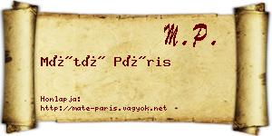 Máté Páris névjegykártya